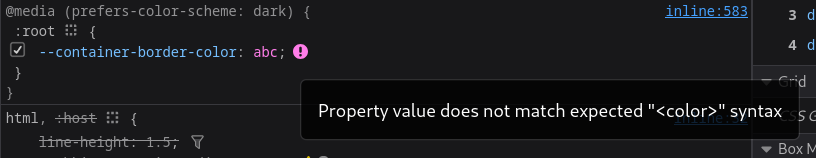 @property shows proper error in devtools