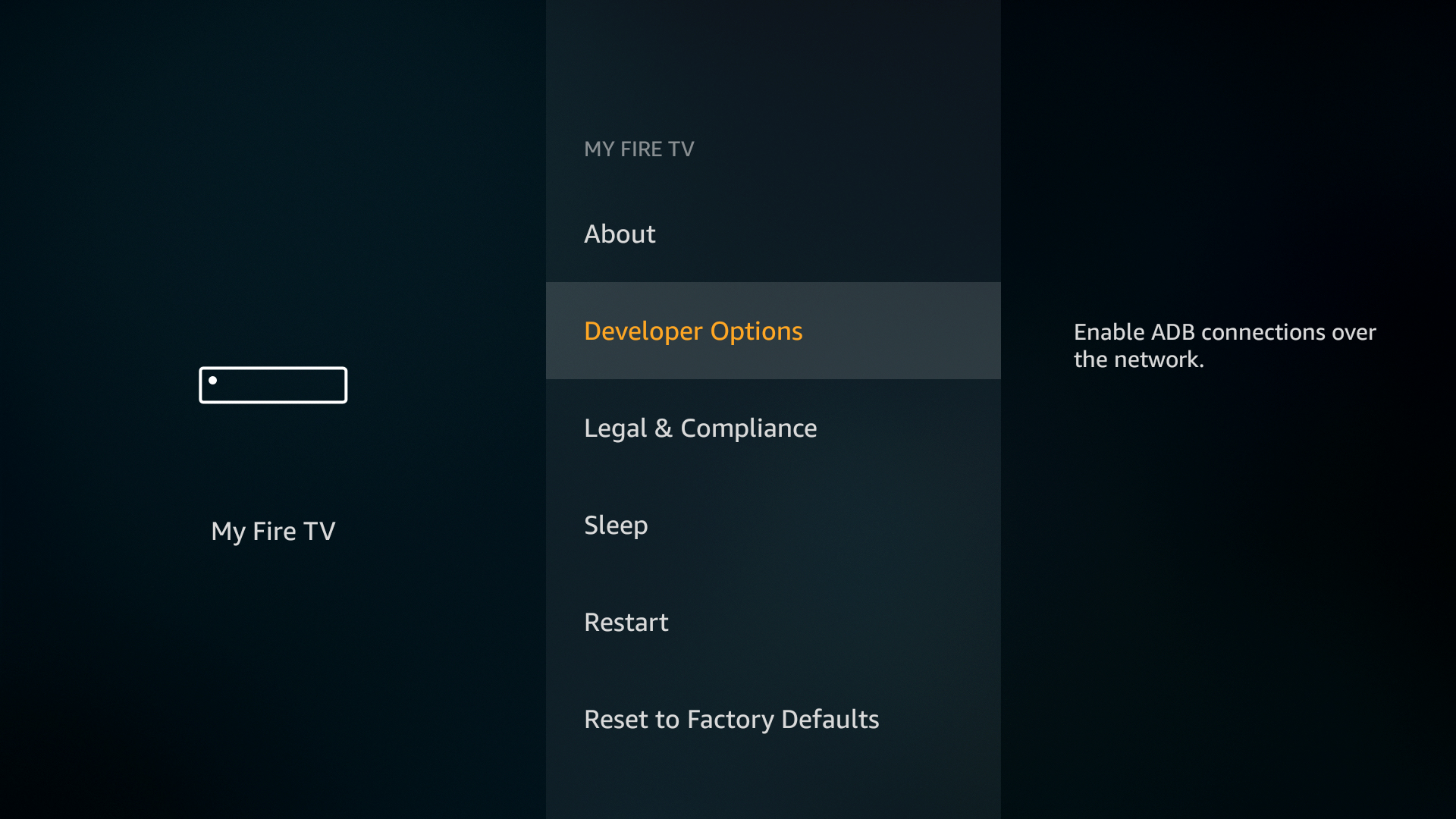 Choose Developer Options