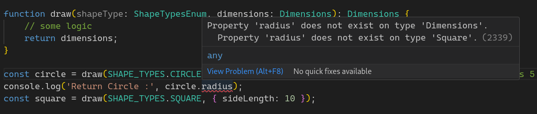 Show TS error for return type